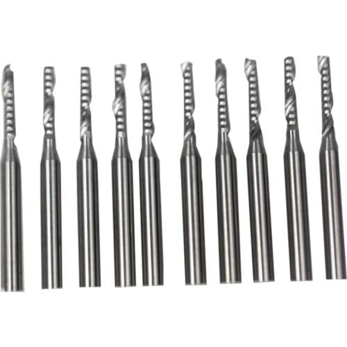 10pcs 3.175*2.0*12MM Single Flute Tungsten End Mill Cutters, Cutting Bits,End Milling Tools for Wood,Acryl on Engraving Machine