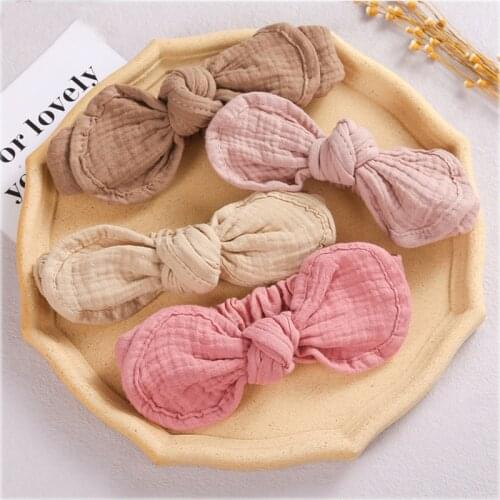 Cotton Baby Headband Newborn Hair Bows Rabbit Ear Hairbands for Girls Autumn Solid Children Headwear Kids Soft Hair Accessories