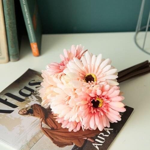 Artificial Simulation Gerbera Flowers Bouquet Valentines Day Wedding Silk Rose Fake Flower DIY Home Party Parlour Decoration