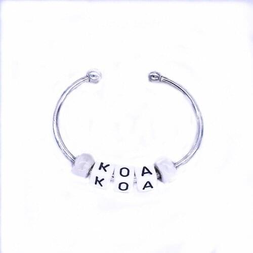 Quality Metal Beaded KOA Bangles Greek Organization Label Women Bracelets C Shape Cuff Open Bangle