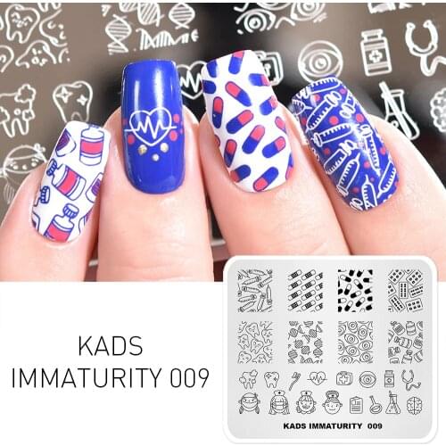 KADS Nail Stamp Plate Immaturity 009 Cute Teeth Brush Image Template Manicure Nail Stencil Tool Template Stamping Nail Art