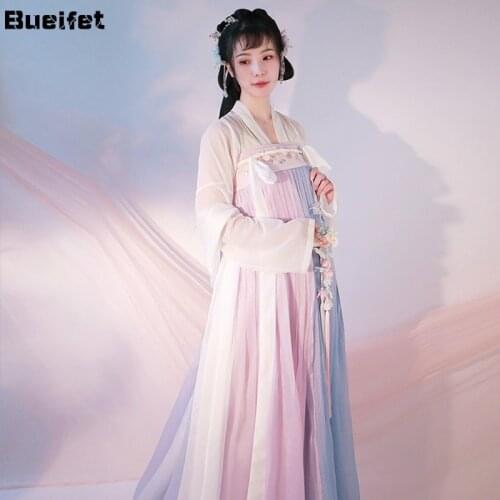 Chinese Hanfu Dress Women Traditional Ancient Tang Suit Princess Dance Dress Ancient Oriental Retro Fairy Clothes Folk Dance