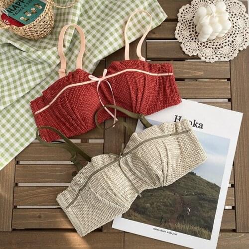 Roseheart Women Fashion Red Green Lingerie Bow Bralette Soft Panties Push Up Wireless Half Cup Invisible Bra Sets Underwear
