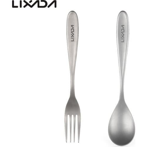 Lixada Titanium Spoon/Fork Lightweight Dinner Spoon/Fork Table Spoon/Fork for Home Outdoor Picnic Camping Hiking Traveling