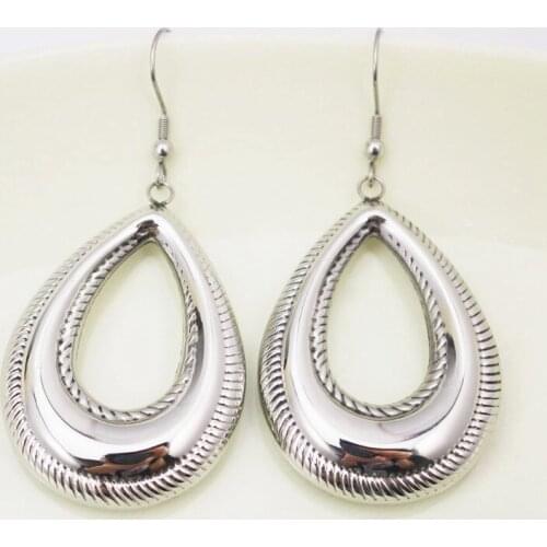 Fashion jewelry 316l stainless steel jewelry set water drop pendant necklace + earrings jewelry set