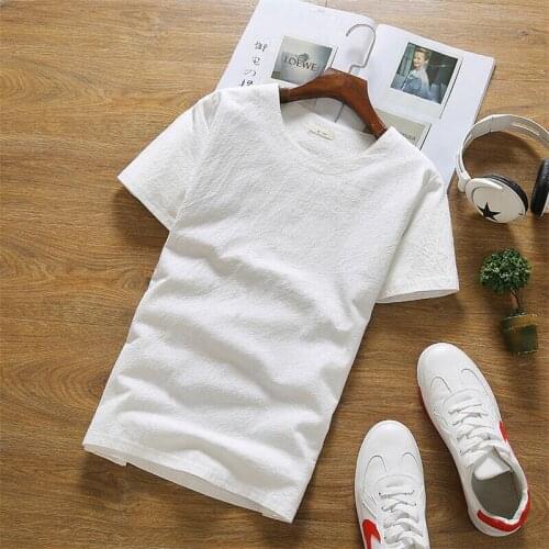 2020 Brand New Mens simple short sleeve T-shirt Male casual plus size cotton linen clothes,big size , M-6XL 7XL