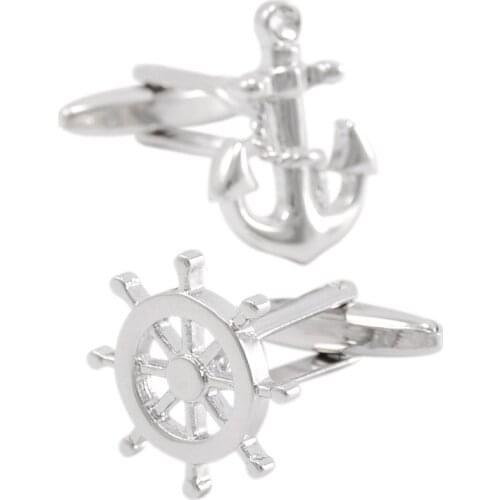 SAVOYSHI Shirt Cufflinks for Mens Cuff buttons High Quality Stainless steel Rudder Anchor Mix Cuff links Brand Fashion Jewelry