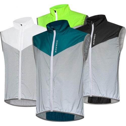 WOSAWE Mens Cycling Reflective Sleeveless Breathable Vest Breathable Mesh Holes Running Hiking Mountaineering Cycling Jersey