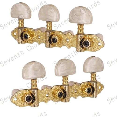 A Set of 2 Pcs White Button Gold String Tuning Peg Tuners Machine Heads for Classical guitar accessories parts