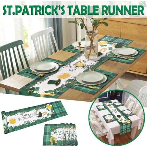 St. Patricks Day Table Runner 70/90/108 Inches Printed Dining Table Cloth Runner For Family Holiday Parties Wedding Decor J60