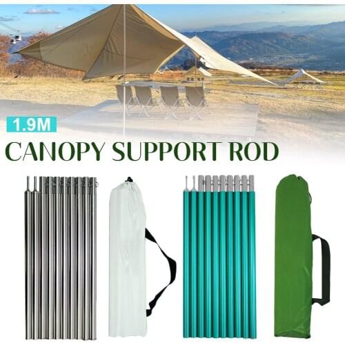 10pcs/Set Tent Awning Pole Lightweight Camping Beach Picnic Sunshade Poles Portable Later Stand Holder Camping Accessories