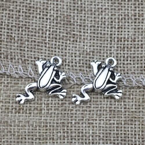 Hot Selling 20 Pieces/Lot 19mm*23mm Antique Silver Plated Diy Animal Charm Frog Charms For Jewelry Making