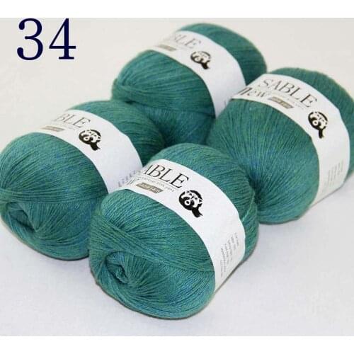 Sale Super Soft 4X50g Pure Sable Cashmere Wrap Shawls Hand Knit Wool Crochet 243-34 Green Yellow