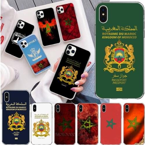 Morocco Flag Passport Phone Case For iphone 12 11 Pro Max Mini XS Max 8 7 6 6S Plus X 5S SE 2020 XR Silicone Soft Cover