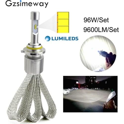 Gzsimeway H7 LED light H1 H11 9005 HB3 D2S D2H car headlamp bulbs ZES chip 9600LM 6000K 9006 H3 880 led headlight auto fog lamp
