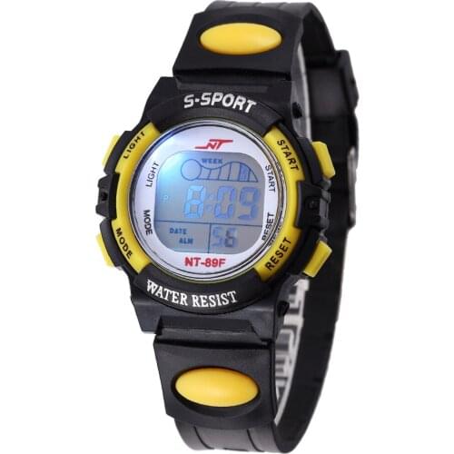 Luminous Black Children Digital Watch Kids LED Sports Watch Alarm Week Display Rubber Students Boys Girls Electronic Clock #3OCS