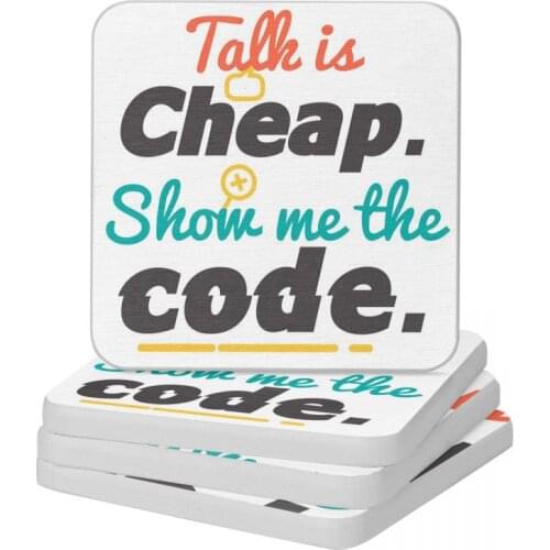 Talk Is Cheap Show Me The Code Diatomite Square Round Coaster Resistant Water Cup Bonsai Mat Soap Toothbrush Pad Diameter 10cm