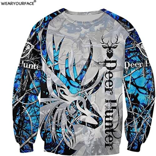 Deer Hunting 3D All Over Print Crewneck Zipper Hoodies Sweatshirts Outdoor Casual Vocation Sports Streetwear Unisex Men Clothing