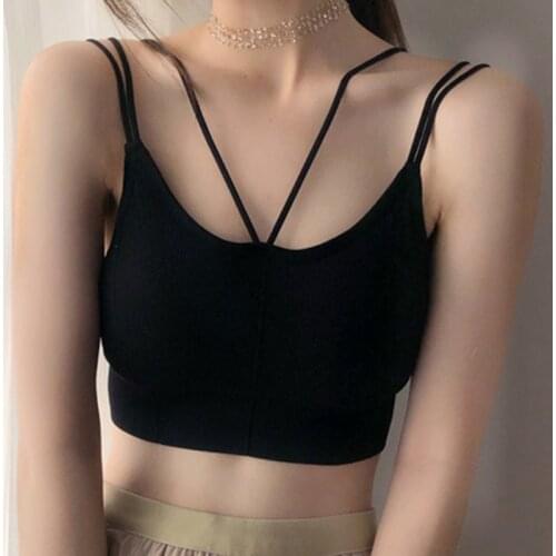 Women Tank Crop Tops Seamless Underwear Female Sexy Lingerie Bralette Crop Tops Padded Camisole Tank Top