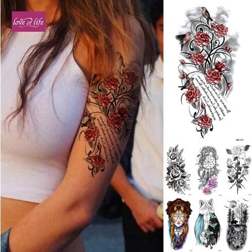 Waterproof Temporary Tattoo Sticker Rose Flash Tattoos Body Art Arm Fake Tatoo Women Men