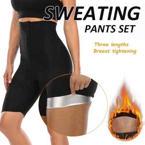 High Waist Sweat Sauna Shapewear Pants Set Women Hot Thermo Body Shaper Trainer Slimming Shapewear Fat Burning Fitness Leggings