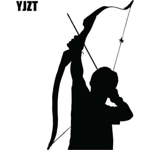 YJZT 8.4CM*18.1CM Archery Bow Arrow Vinyl Car Sticker Black/Silver High-quality C31-0293