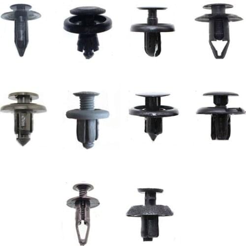 100pcs Plastic Mixed Car Fastener Vehicle Auto Bumper Clips Retainer Rivet Door Panel Fender Liner Black plastic screw Switch