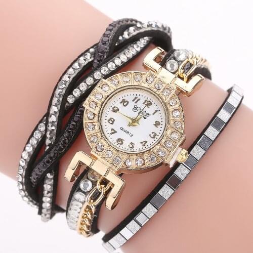 Fashion CCQ Women Dress Elegant Quartz Bracelet Ladies Watch Crystal Diamond Wrist Watch Gift Reloj Mujer