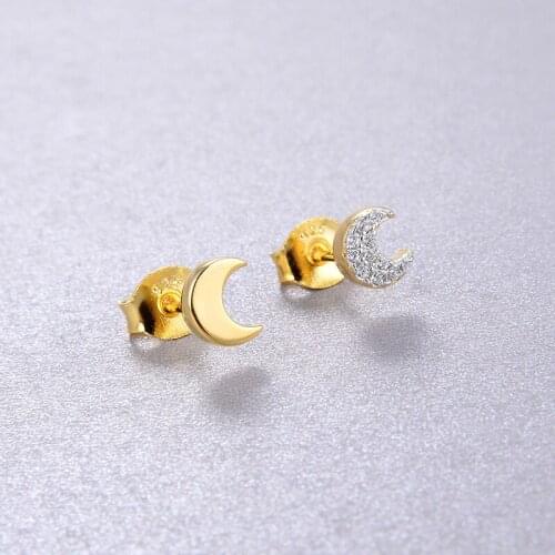 New fashion hot sale moon crescent inlaid zircon earrings for women high jewelry s925 sterling silver retro shiny earrings