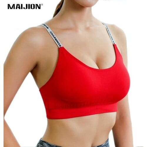MAIJION Women Absorb Sweat Breathable Sports Bra Shockproof Padded Athletic Running Fitness Yoga Bra Top Seamless Sport Tops