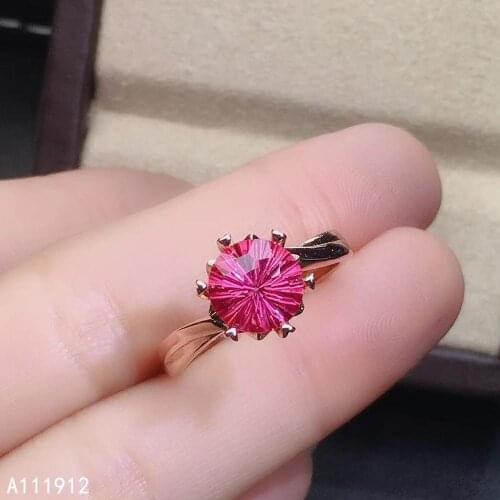 KJJEAXCMY fine jewelry natural pink topaz 925 sterling silver adjustable gemstone women ring support test classic