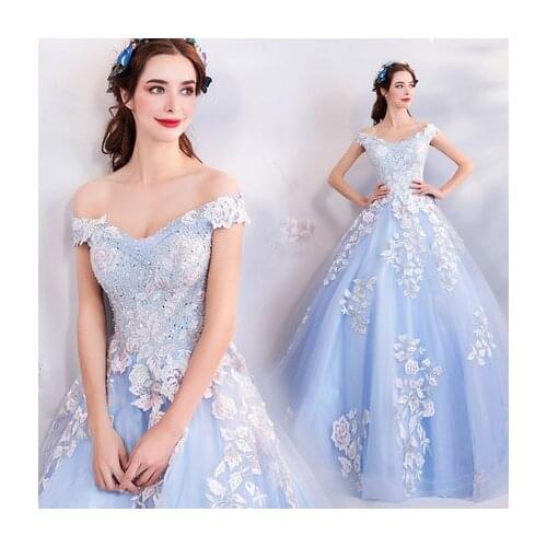 100%real royal court cosplay light blue beading ball gown medieval dress Renaissance gown queen Victorian Belle Ball gown