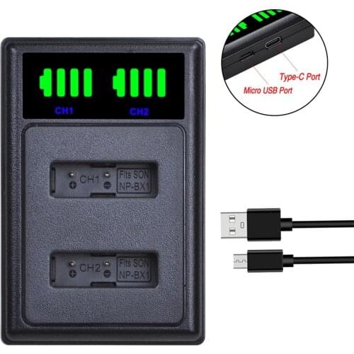 1Pcs NP BX1 NPBX1 NP-BX1 BX1 LED USB Dual Battery Charger for Sony DSC RX1 RX100 M3 M2 RX1R GWP88 PJ240E AS15 WX300 WX350