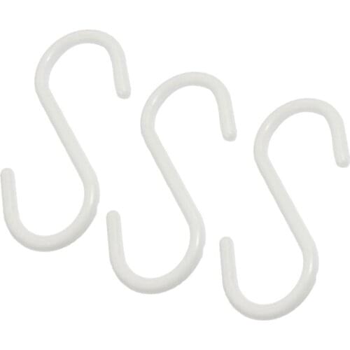 3 Pcs White Plastic S Shaped Hanging Hooks Scarf Apparel Hangers