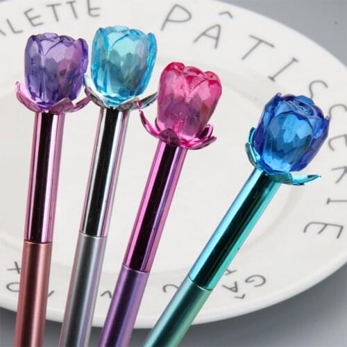 36 pcs/lot Creative Crystal Rose Gel Pen Cute 0.5 mm black Ink Signature Pens Promotional Gift Office School Supplies