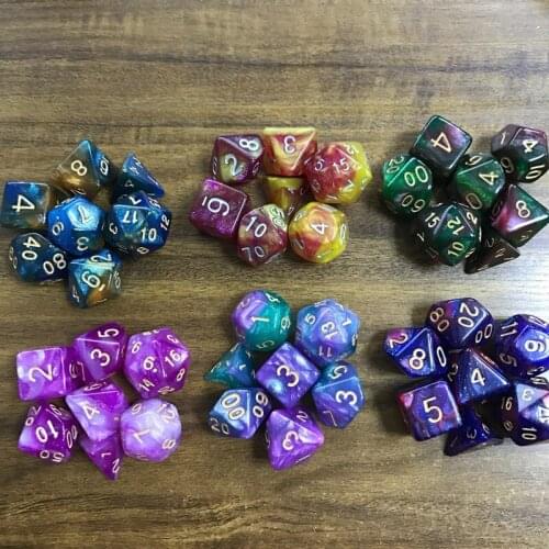 7PCS/Set Polyhedral Dice Double-color Starry Dice Running Number Dice Game Toys Decompression Interactive Game Gift