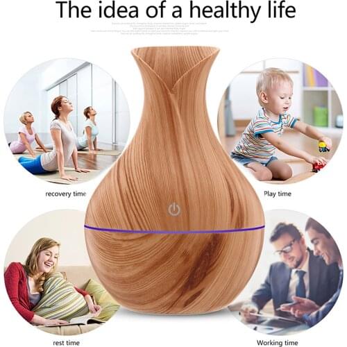 Aroma Essential Oil Diffuser Wood Grain Aroma Air Humidifier Wood Ultrasonic Humidifier cool Mist Maker for Home Spa hogar