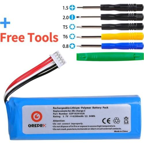 3.7V 6200mAh Battery GSP1029102A battery for JBL Charge 3