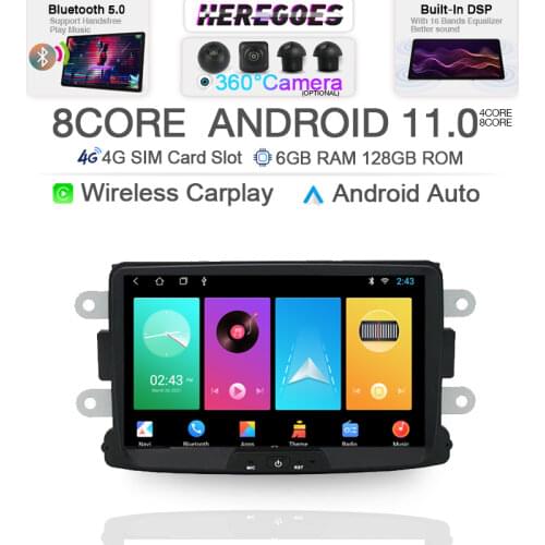 2din Android 10.0 9" Car Radio GPS For Renault Dacia LOGAN Sandero Duster Lodgy Lada Xray Captur Dokker Symbol Carplay BT Stereo