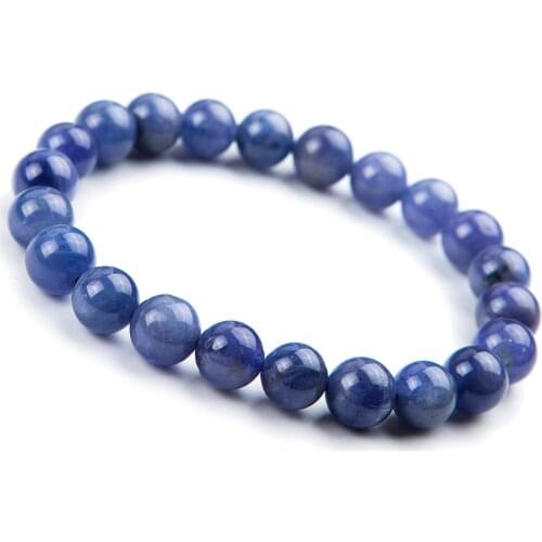 8mm Natural Tanzanite Blue Gemstone Bracelet Round Beads Stretch Woman Beads Femme Man Crystal Birthday GiftAAAAA