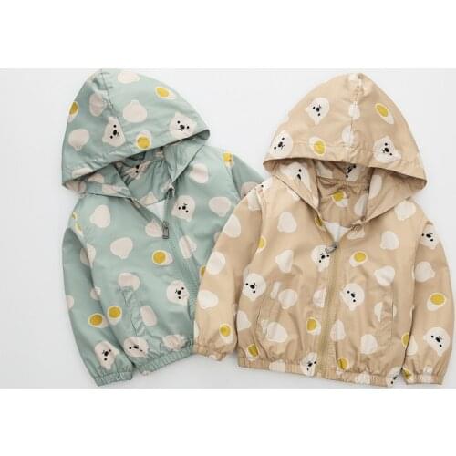 Kids Jackets Cartoon Print Hooded Jackets for Boy Girls Clothing Spring Autumn Toddler Baby Outwear Fashion Zipper Child Coats