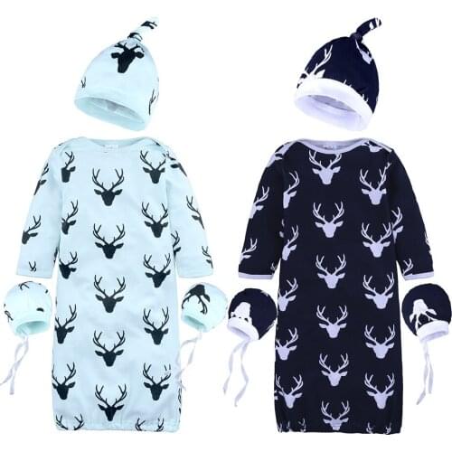 Baby Sleeping Bag Baby Boys Romper Caps Glove 3pcs Suit Reindeer Receiving Blanket Envelope Sleepwear Infant Jumpsuits Cotton