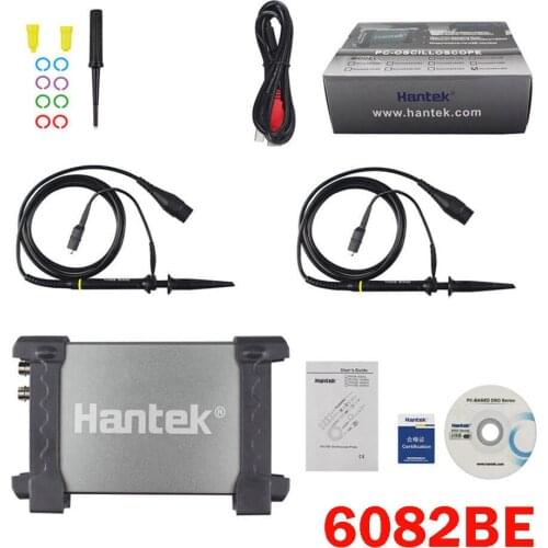 Hantek 6082BE Digital Multimeter Oscilloscope USB 2 Channels 80MHz Handheld Portable PC based Logic Analyzer Tester Storage