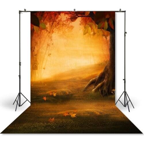 HUAYI Photography Backdrop Newborns Baby Child Photo Booth Background Autumn Defoliation Leaves Forest Halloween BackdropXT-4196