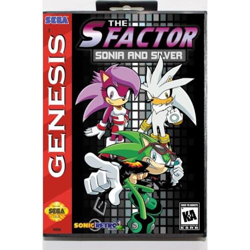 S Factor Sonia And Silver 16bit MD Game Card For Sega Mega Drive/ Genesis with Retail Box
