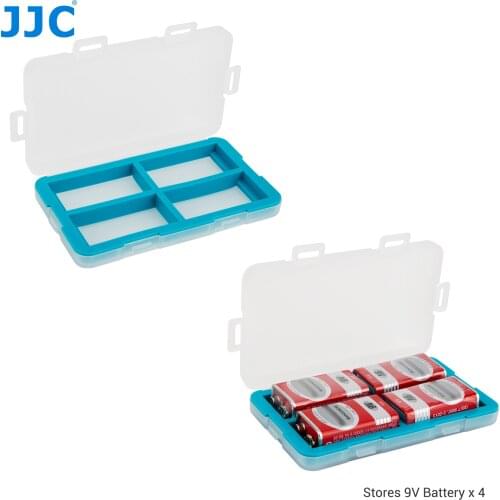 JJC 4 Slots Battery Case Holder Storage Box Organizer for 9V Battery, Anti-shock PP Shell Water-Resistant Holder Cover Box