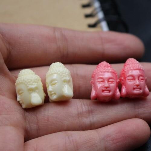 10Pcs 15mm 19mm Avalokiteshvara Bodhisattva Buddha shape Cabochon Synthetic Coral beads Beige Pink White for Jewelry making