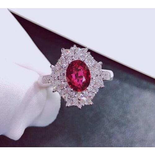 H715 Natural 1.02ct Red Ruby Ring Diamonds Jewelry Anniversary Females Rings for Womens Fine Rings