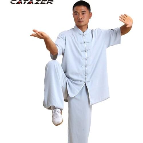 Catazer Cotton and Linen Summer Tai Chi Clothes Practice Clothes Martial Arts Performance Clothes Martial Arts Uniform