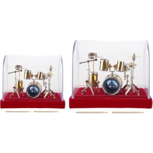 14/18cm Miniature Musical Instrument Drum Set Model Display Dollhouse Mini Ornaments Craft Home Decoration